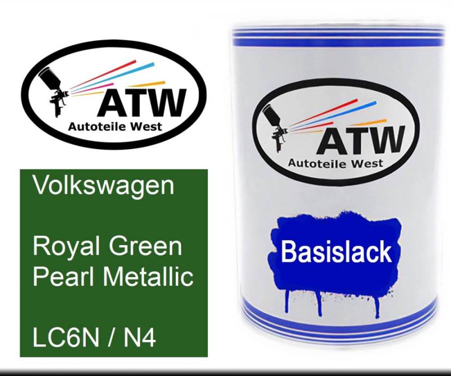 Volkswagen, Royal Green Pearl Metallic, LC6N / N4: 500ml Lackdose, von ATW Autoteile West.